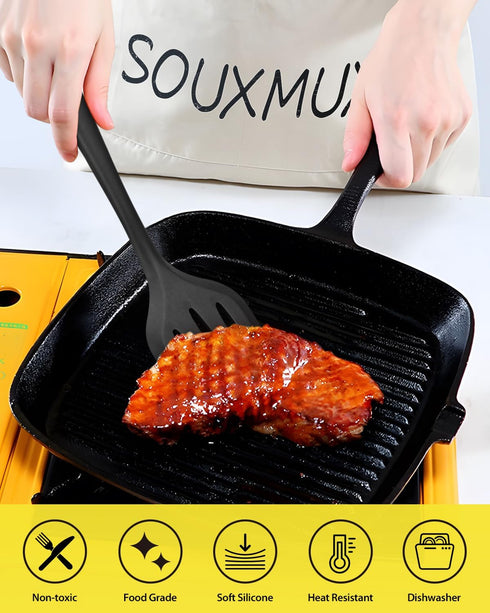 4 Pcs Silicone Kitchen Utensils Set, Nonstick BPA Free High Heat Resistant Wok Spatulas, Cooking Spoon, Slotted Turner