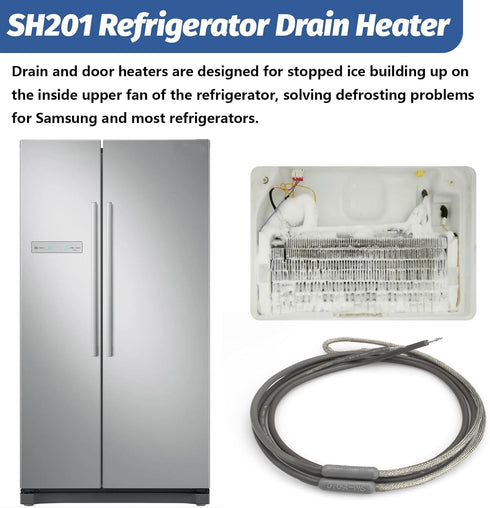 SH201 Wire Drain Heater Compatible with Supco and Samsung Refrigerators, 7/16 Inch 115V 15W Defrost Heater Kit