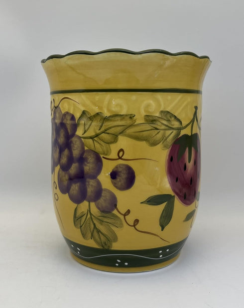 ACK Tuscany Mixed Fruit Hand Painted Ceramic Utensil Holder, Model 88439