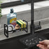 Kitchen Sink Caddy Organizer with Removable Front Drain Pan, Black Sponge Holder for Soap and Dish Rags Storage