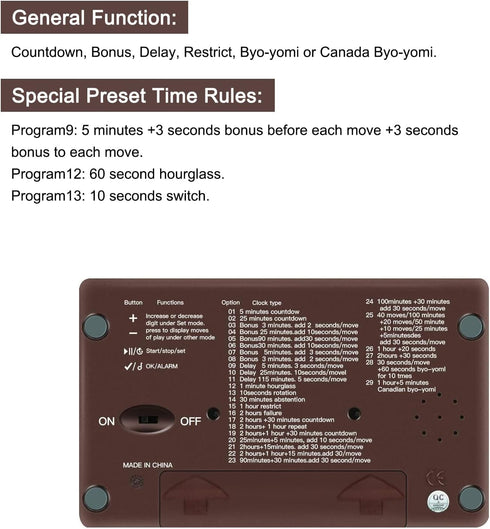9903a LEAP Chess Clock Digital Chess Timer Professional for Board Games Timer with Alarm Function (Official Store)
