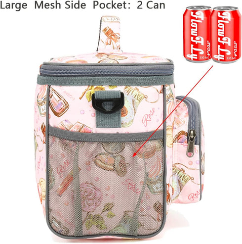 FlowFly Insulated Reusable Lunch Bag - Large Lunch Box for Adults with Adjustable Strap, Rose