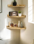 12x12 Inch Corner Shelves Wall Mount, Farmhouse Rustic Corner Floating Shelf with Cord Hole, Wooden Storage Organizer