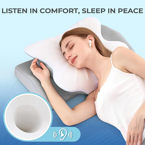 BDEUS Cervical Pillow for Side Sleepers, Neck Pillow for Sleeping, Memory Foam Ergonomic Pillow for Neck Pain Relief