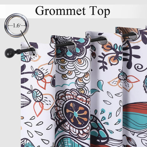 Pack 2,Bohemian Room,Grommet Drapes,52x102 Inch Estelar Textiler Vintage Garden Plants Herbs Print Blackout Curtains