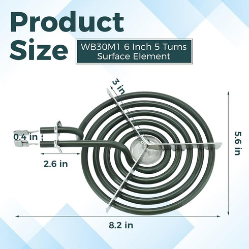 Romalon WB30M1 Electric Stove Burner Replacement for 6 Inch Surface Element, Fits GE Hot-point Ken-more Range