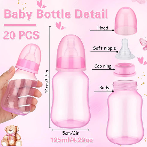 20 1 TrelaCo Bottle Chug Baby Shower Game Pcs Baby Bottles Shower Favor with Bear Theme Sign for Gender Reveal Party