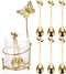 ELLDOO Coffee Spoon Set with 8 Gold Leaf Stainless Steel Spoons and Clear Glass Holder for Mixing