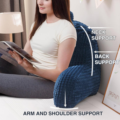 A Nice Night Reading Pillow Bed Wedge Large Adult Children Backrest with Arms Back Support for Sitting Up in Bed/Couch