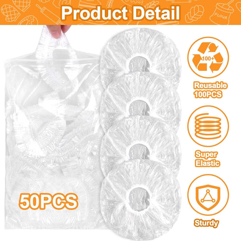 50PCS Bowl Covers for Bread Proofing, Reusable Elastic Sourdough Bread Baking Cover, Plastic Bowl Covers for Bread Rising, Stretchable Plastic Wrap for Storage Containers by Mity rain