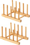 HBlife 2pcs Bamboo Dish Plate Bowl Cup Book Pot Lid Drying Rack Stand, Kitchen Organizer