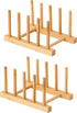 HBlife 2pcs Bamboo Dish Plate Bowl Cup Book Pot Lid Drying Rack Stand, Kitchen Organizer
