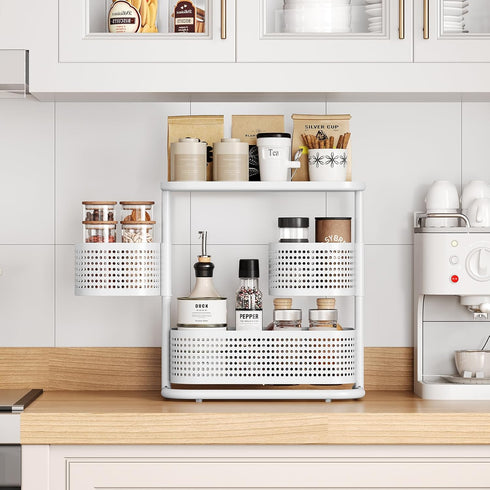 3-Tier Counter Countertop Rotating Bathroom Organizer, Vanity Tray for Makeup & Skincare, Spice Rack Storage