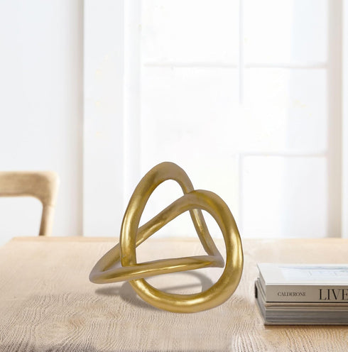 PUHOZN Modern Geometric Round Sculpture Gold Knot Statue Decor Tabletop Sculpture and Figurines Round Decorative