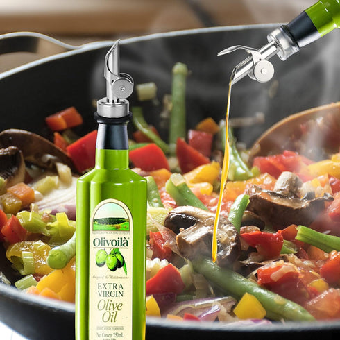 BALTRE 6PCS 3/4" Liquor Bottle Pourers, Auto Flip Olive Oil Dispenser Spout, Weighted Stainless Steel Alcohol Pourer