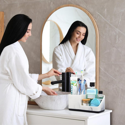 Counter PARKMANI Marble Bathroom Organizer, Kids Electric Toothbrush and Toothpaste Holders for Bathroom Organizers