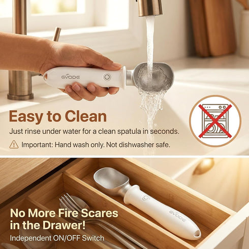 Heated Ice Cream Scoop Rechargeable, Dual Temperature Electric Warming Ice Cream Scoop with Safety Switch, Heavy Duty