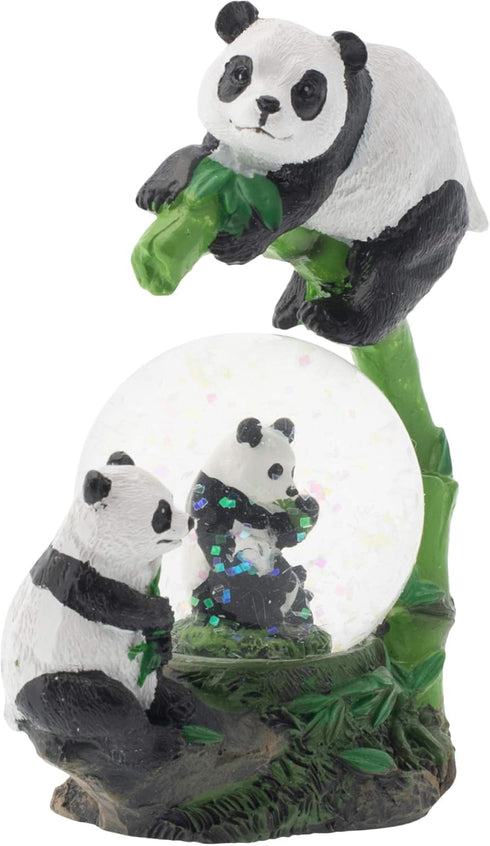 Elanze Designs Panda Bear Family China Tabletop Figurine, 45MM Miniature Glitter Water Snow Globe Decoration