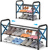 YEASHEIN 2-Tier Expandable Shoe Rack for Closet Floor, X-Frame Metal Small Shoe