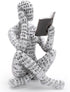 inheming Reading Figurine Bookshelf Decor, Creative Abstract Thinker Statue, Home Office Modern Shelf