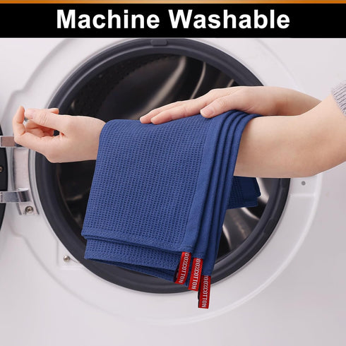Homaxy 100% Cotton Dish Cloths - 6 Pack Waffle Weave Soft Absorbent Quick Dry Dish Towels - 12 x 12 Inches Navy Blue