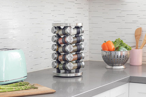 Orii 20 Jar Stainless Steel Rotating Spice Rack