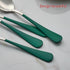 Green Dinne 12 Piece Set, Green Handle Silverware Spoon, 18/0 Stainless Steel Flatware, 7.3-inch Dessert Spoons
