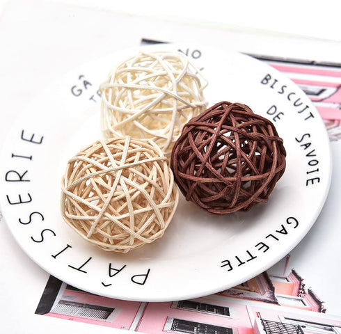 Pomeat 15pcs Wicker Rattan Balls Decorative Orbs for Table Decor, Wedding Party Decoration, Centerpiece Bowls