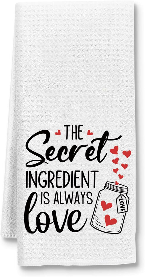 The Secret Ingredient is Always Love: Funny Kitchen Towels, Flour Sack Dish Towels, Housewarming Gifts