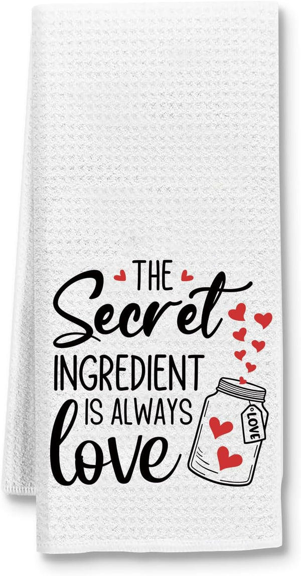 The Secret Ingredient is Always Love: Funny Kitchen Towels, Flour Sack Dish Towels, Housewarming Gifts