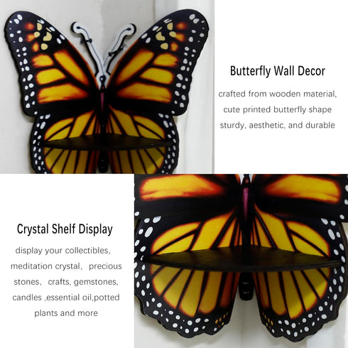 2 Artilady Corner Shelf for Crystal - PCS Boho Cute Butterfly Wall Corner Shelf Crystal Display Shelf Floating Shelves