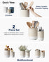 LE TAUCI Utensil Holder, 7.3"+5.4" Ceramic Kitchen Utensil Holder for Countertop, Set of 2, Arctic White, Boho
