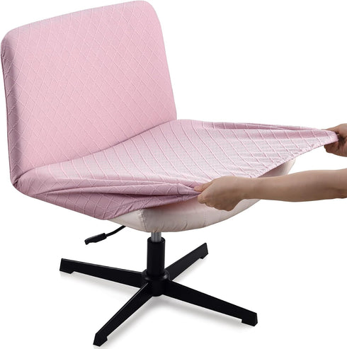 Armless YISUN Waterproof Criss Cross Chair Cover, Stretch Jacquard Chairs Slipcover Washable Removable Office Desk