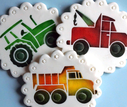 Designer Stencils Trucks Cookie Set - Beige/Semi-Transparent