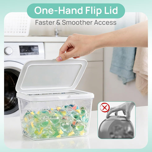 4 Pack Vtopmart Laundry Pods Container and Dryer Sheet Holder, Detergent Powder Container with Lids &Labels & Scoop