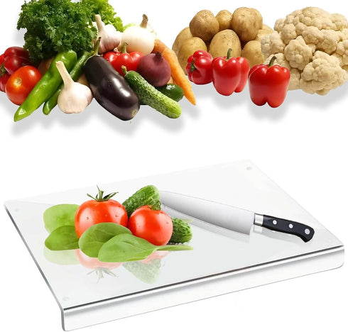 Acrylic Cutting Boards for Kitchen Counter, Non-Slip Clear Cutting Board with Lip for Countertop Protection (16x13)