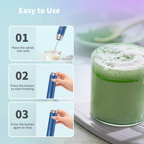 Maestri House Rechargeable Milk Frother with Stand, Handheld Electric Foam Maker for Lattes, Waterproof Whisk