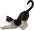 Veronese Design Hand Painted Figurine, 4 7/8 Inch Black and White Cat Stretching
