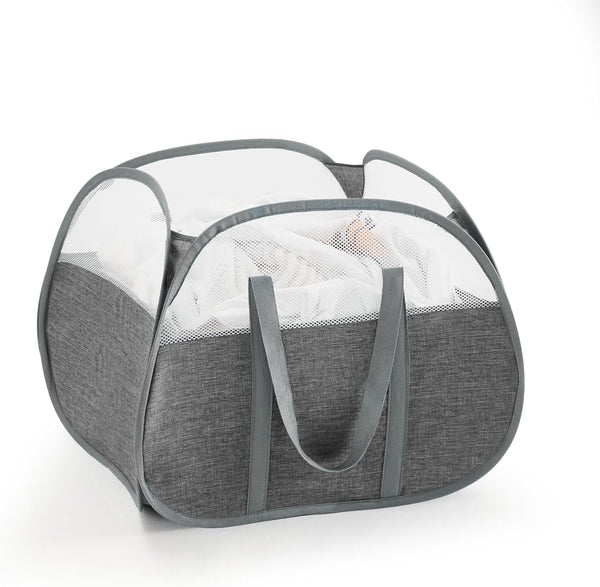 TECHMILLY Pop Up Foldable Laundry Basket, 90L Large Capacity Tear Proof Hamper with Reinforced Handles for Dirty