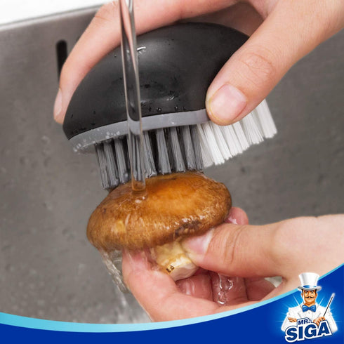MR.SIGA Fruit and Vegetable Cleaning Brush, Pack of 2, Non Slip Comfortable Grip, Black