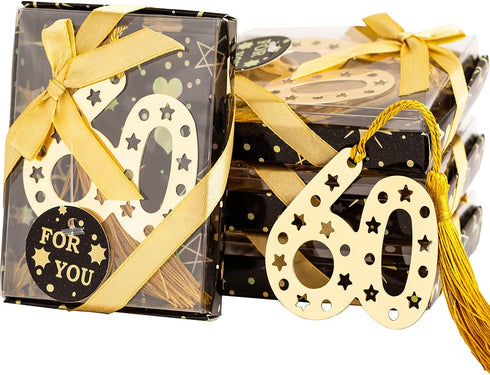 60PCS 60th Birthday Bookmarks for Party Favors, Wedding Anniversaries Souvenirs Gifts Decorations for Guests