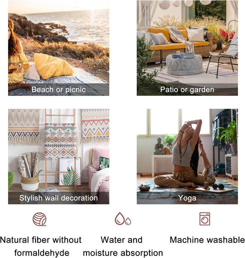 JBNJANKDAV Multi3, 90x150cm Boho Rug Scandinavian Nursery Rainbow Print for Playroom with Neutral Area Carpet Patio