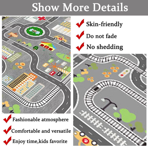 KEBEXXY Room,47X63Inch/120X160CM Kids Rug Play Mat Great for Playing with Cars and Toys,Educational Kid Road