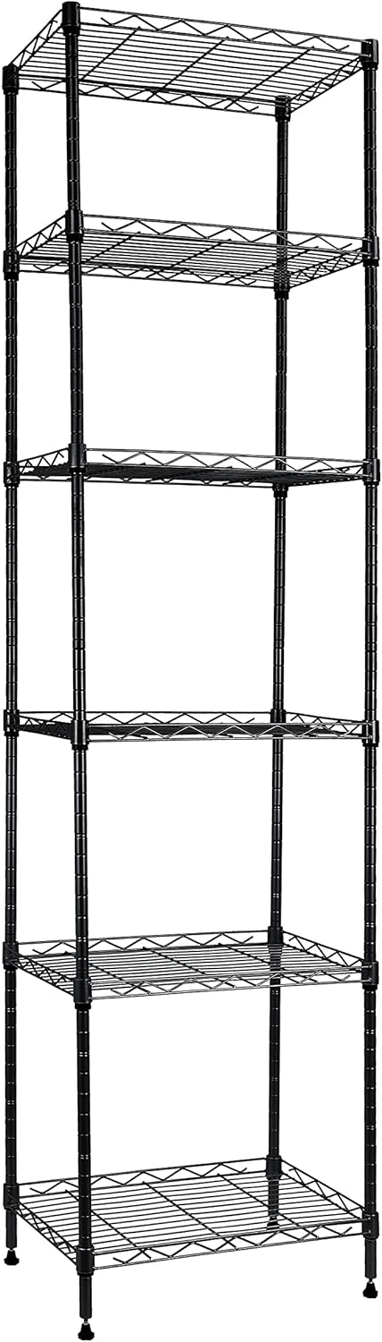 REGILLER 6 Wire Shelving Steel Storage Rack, Adjustable Unit Shelves for Kitchen, Bathroom, Closet