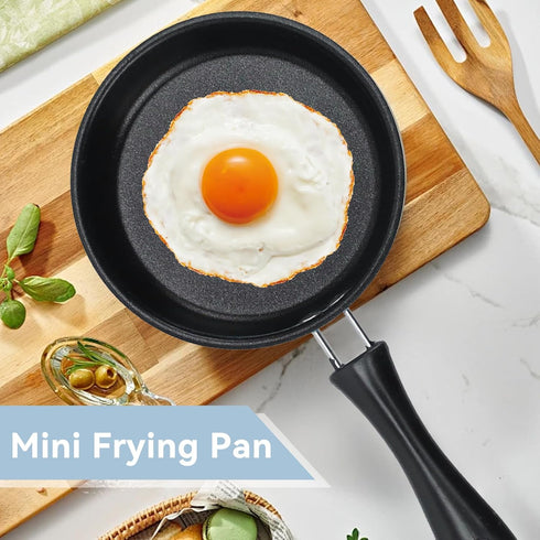 Nonstick Mini Egg Pan, 4.7 Inch Stainless Steel One Egg Frying Pan, Induction Small Skillet (Blue)