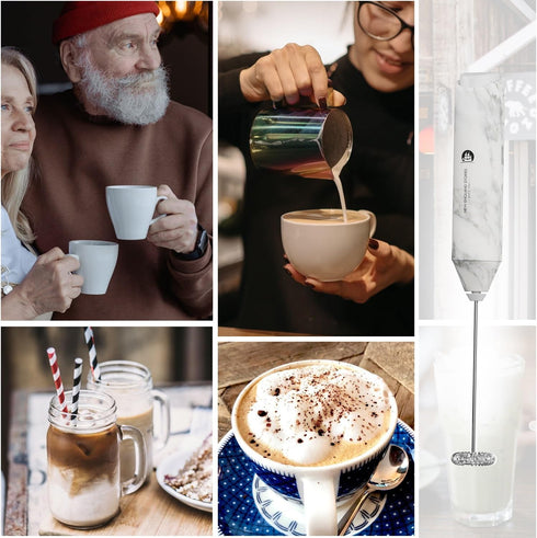Powerful Milk Frother Handheld Foam Maker, Mini Whisk Drink Mixer for Coffee, Cappuccino, Latte, Matcha, Hot Chocolate,