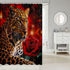 Rose Cheetah Shower Curtain, Leopard Print Bath Curtain 72 Long, Romantic Red Flowers Waterproof Bathroom Decor for Kids
