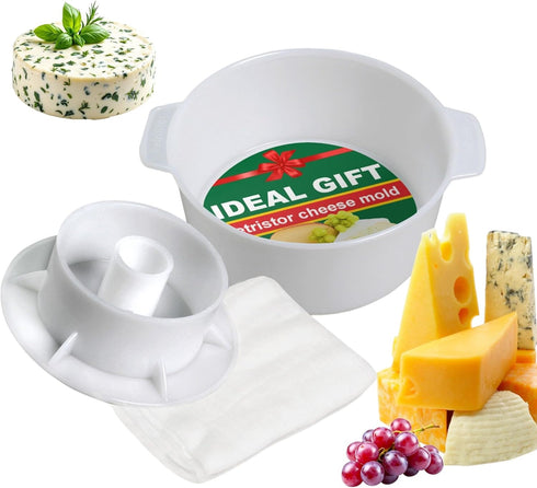 PetriStor Cheese Mold for Cheese Making, 1.3QT with Follower Piston and Cheesecloth