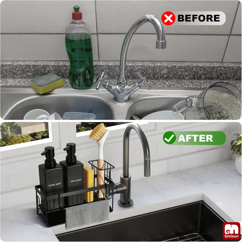 12 oz 350 ml Set, Set GMISUN Dish Soap Dispenser, fl / Dual Kitchen Soap Dispensers with Sponge Holder, Customized