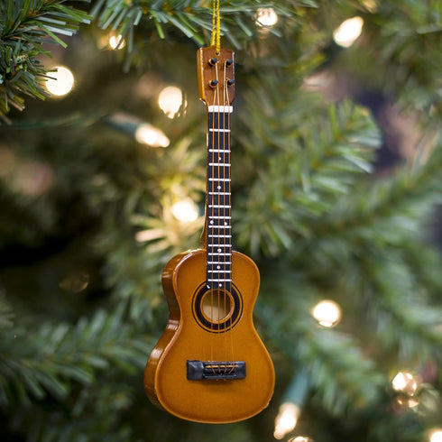 Broadway Gift Ukulele Music Instrument Replica Christmas Ornament, Brown, 5 Inch